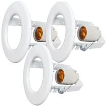 Kit 3 Spots Brancos de Embutir para 1 lâmpada Foco Fixo