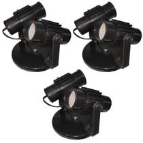 Kit 3 Spots Com Aletados Preto para 2 lâmpadas Direcionavel