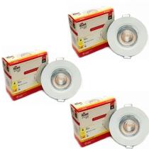 Kit 3 SPOTs Embutir Led Croica Teto 3w 3000k Direcionável KIAN Spot