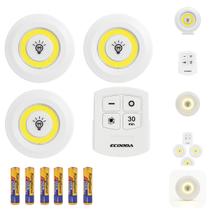 Kit 3 Spots LED Com Controle Remoto E Pilhas P/ Armário Gaveta Guarda Roupa Kit 3 Spots LED Com Controle Remoto E Pilhas P/ Armário Gaveta Guarda Roupa