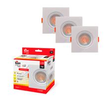 Kit 3 Spots Led De Embutir 07w 3000k Quadrado Kian Kit 3 Spots Led De Embutir 07w 3000k Quadrado Kian