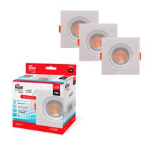Kit 3 Spots Led De Embutir 07w 6000k Quadrado Kian