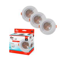 Kit 3 Spots Led De Embutir 07w 6000k Redondo Kian