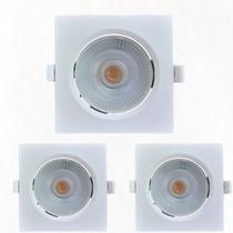 Kit 3 Spots Led Embutir Avant 5W 6500K Bivolt Luz Branca - Quadrado