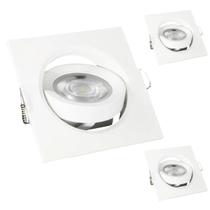 Kit 3 Spots Led Kian de Embutir Quadrado 5w 400lm Branco Quente 3000K Luz Amarela Luminária de Teto