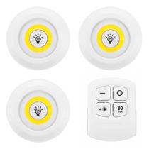 Kit 3 Spots Luminária Led Sem Fio Controle Remoto Premium