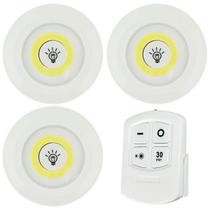 Kit 3 Spots Luminária Led Sem Fio Controle Remoto Premium