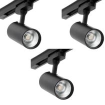 Kit 3 Spots Para Trilho 10w 6500K Preto 2 em 1 Embu Led Kit 3 Spots Para Trilho 10w 6500K Preto 2 em 1 Embu Led