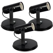 Kit 3 Spots Sem Aletados Preto para 1 lâmpada Direcionavel
