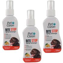 Kit 3 Spray Adestrador Amargo Bite Stop 120 cada Pet Clean Repelente Cachorro Amargo Adestra Treina Filhotes