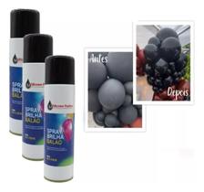 Kit 3 Spray Brilha Balão Bexiga 300ml Dê Brilho Aos Balões