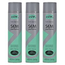 Kit 3 Spray Fixa Forte Penteado Cabelo S/ Perfume Aspa 400ml