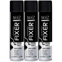 Kit 3 Spray Fixador De Cabelo Profissional Neez Laque Capilar Fixação Extra Forte 24 Horas 250ml