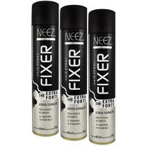Kit 3 Spray Fixador De Cabelo Profissional Neez Laque Capilar Fixação Extra Forte 24 Horas 400ml