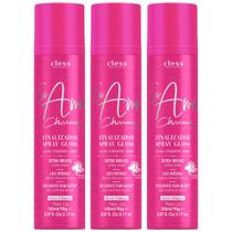 Kit 3 Spray Gloss Finalizador Eu Amo Charming Cless Brilho Liso Intenso Cabelo Hidratacao 150ml