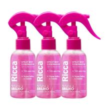 Kit 3 Spray Mist Iluminador Antifrizz Perfume e Brilho Ricca 100ml