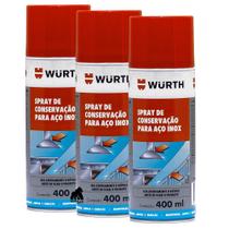 Kit 3 Spray para Manutenção de Aço Inox Wurth - 400ml