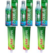 Kit 3 Spray Para Massagem Icerelief + 3 Pomada Mil Dores