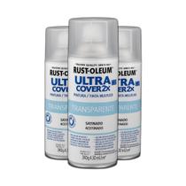 Kit 3 spray transparente ultra cover acetinado - rust oleum