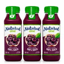 Kit 3 Suco de Uva e Maçã NATURAL ONE Ambiente 300ml