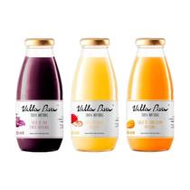 Kit 3 Sucos Integrais Villa Piva 300Ml: Uva, Maçã, Tangerina