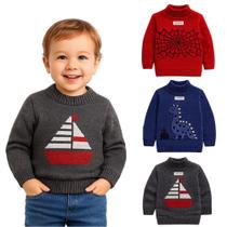 Kit 3 Suéter infantil Tricôt Lãnzinha Masculino Kit 3 Suéter infantil Tricôt Lãnzinha Masculino
