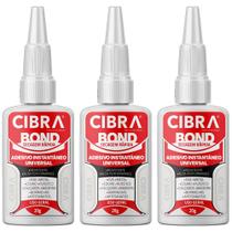Kit 3 Super Adesivo Instantâneo 20g Universal Cibra Bond