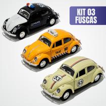 KIT 3 Super Carrinhos Miniatura Fusca colecionador Fricção Coleção 1957