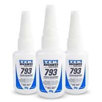 Kit 3 Super Colas Instantâneas TekBond 793 20g Superfícies