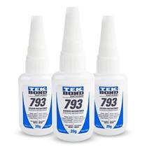 Kit 3 Super Colas Instantâneas Tekbond 793 20G Superfícies