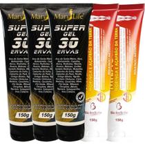 Kit 3 Super Gel 30 Ervas 150g + 2 Pomada Massageadora Milagrosa 150g