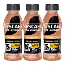 Kit 3 Suplemento Alimentar Nescafé Pro-Energy 15g Proteína Cappuccino Clássico 270ml