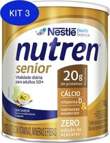 Kit 3 Suplemento Alimentar Nutren Senior Sem Sabor 370G - Nestle - Teda