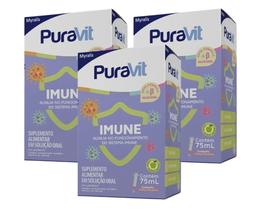 Kit 3 Suplemento Alimentar Puravit Imune 75ml Maça Verde