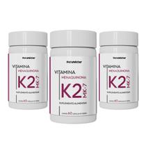 Kit 3 Suplemento Alimentar Vitamina K2 - MK7 Potássio 180 Cápsulas Natunéctar