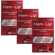 Kit 3 Suplemento de Ferro 30 Caps Hemolip Adulto e Gestante