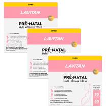 Kit 3 Suplemento Lavitan Pré-Natal Multi + Ômega 3 DHA - Cimed