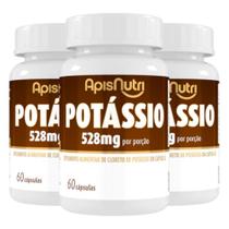 Kit 3 Suplemento Mineral De Potássio Apisnutri 60 Cápsulas