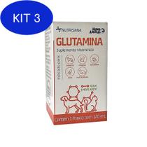 Kit 3 Suplemento Nutrisana Glutamina 120Ml - Mundo Animal