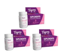 Kit 3 Suplemento Vigora Plus Multivitamínico Mulher 60 Cáps
