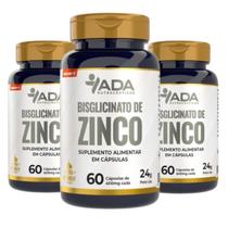 Kit 3 Suplemento Vitamina Alimentar Zinco Bisglicinato 180 Cápsulas Original Natural 24g
