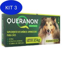 Kit 3 Suplemento Vitamínico Queranon 15Kg 30 Comprimidos -