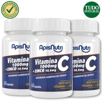 Kit 3 Suplementos de Vitamina C+Zinco 1100mg 60 Cápsulas