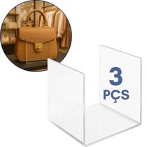 Kit 3 Suporte Bolsa 10x10cm Lojas Moda Feminina Expositor Display Closet Organização Transparente
