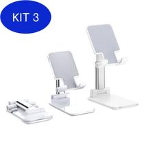 Kit 3 Suporte De Celular E Tablet Universal E Ajustável Branco