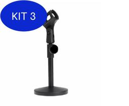 Kit 3 Suporte De Mesa Para Microfone Mini Pedestal Portátil