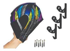 Kit 3 Suporte De Parede Para Capacete Com Gancho Branco Kit 3 Suporte De Parede Para Capacete Com Gancho Branco