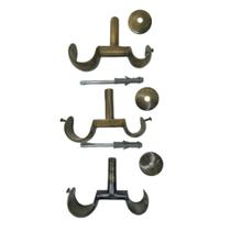 Kit 3 Suporte Duplo Alumínio Varão para Teto 19/28mm Para cortina de ilhós