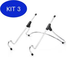 Kit 3 Suporte Para Notebook Cromado Uptable V2 Built