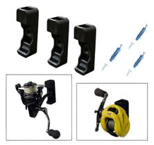 Kit 3 Suporte Parede Molinete Carretilha Organizador Pesca